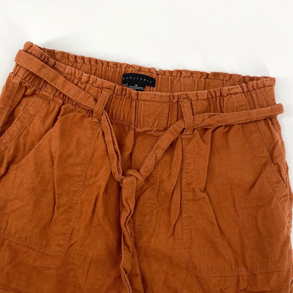 Sanctuary Womens Medium Linen Blend Paperbag Waist Shorts Burnt Orange XH0146F8